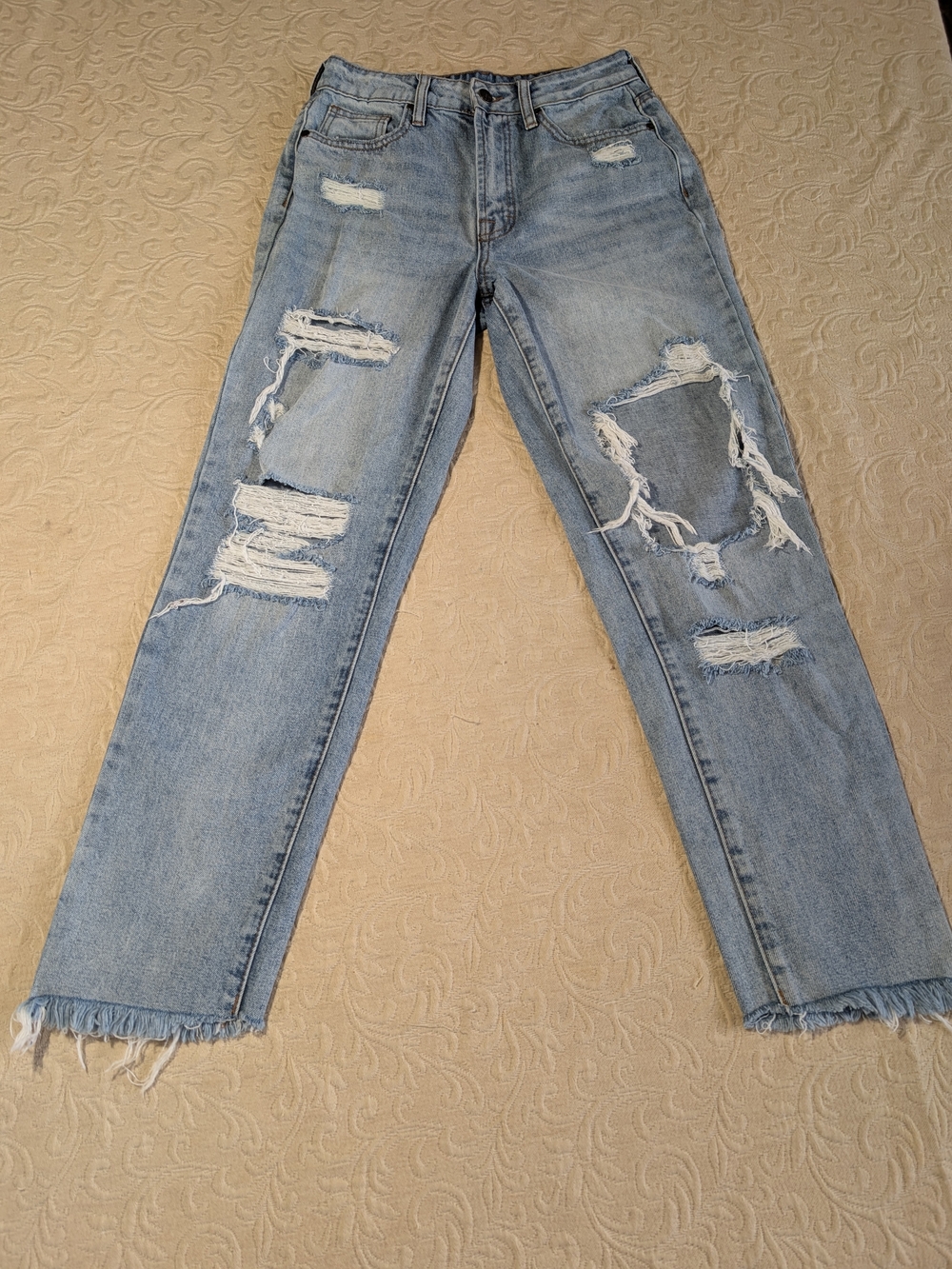 Altar'd State Light Blue Distressed Straight Leg Jeans
